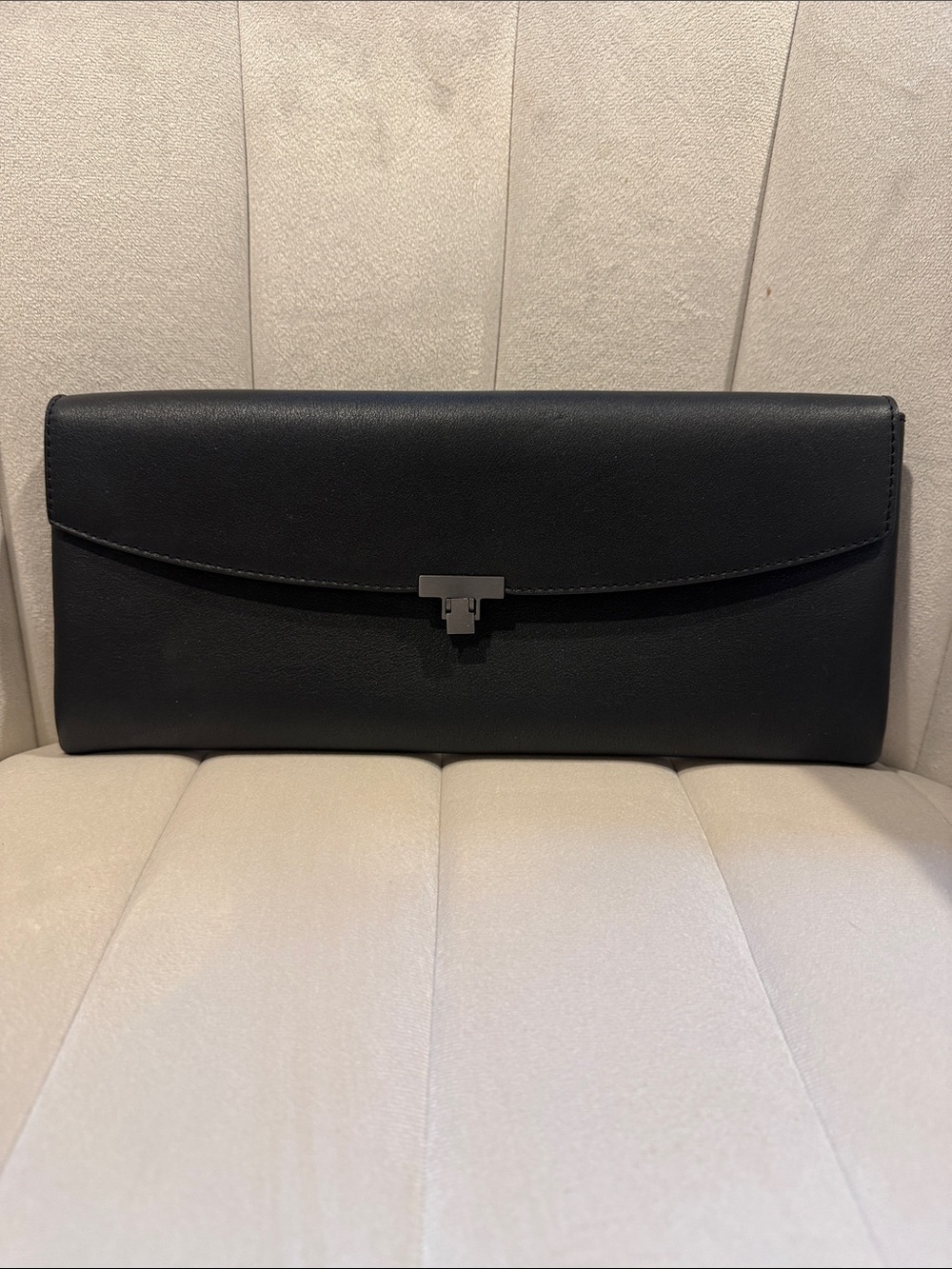Rare L'Wren Scott envelope clutch evening bag, black leather